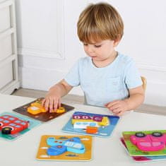 Tooky Toy Fa Montessori puzzle blokkok 33 darabos készlet + 6 tábla