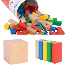 Tooky Toy Fa színes rakosgatható blokkok Montessori figurák