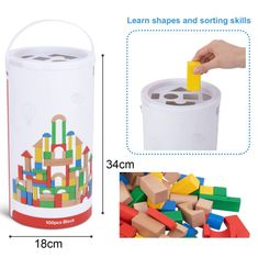 Tooky Toy Fa színes rakosgatható blokkok Montessori figurák