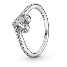 Pandora Romantikus ezüst szív gyűrű Wish 199302C01 (Kerület 56 mm)