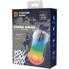 Canyon Gaming vezetékes egér BRAVER GM-728, optikai, RGB, akár 12 800 DPI, 7tl. programozható, fekete színű