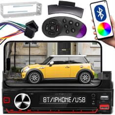 Dexxer 12V 1DIN mobil autórádió 4x50W MP3 2x USB Bluetooth Smart Holder RGB