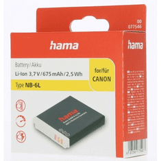 Hama fényképezőgép akkumulátor típusa Canon NB-6L, Li-Ion 3,7 V/675 mAh