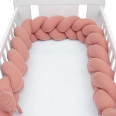 NEW BABY Védő fonott rácsvédő kiságyba muszlin rózsaszín