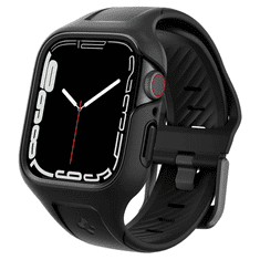 Spigen Apple Watch 7-8 (45mm), Szilikon védőkeret és szíj, Liquid Air Pro, fekete (RS135254)