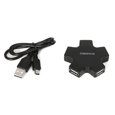 Omega USB Hub 4 port fekete (OUH24SB) (OUH24SB)