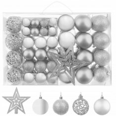 ISO Sada vánočních ozdob 100 ks stříbrná