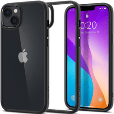 Spigen Apple iPhone 14, Szilikon tok + műanyag keret, közepesen ütésálló, Crystal Hybrid, átlátszó/fekete (S66784)