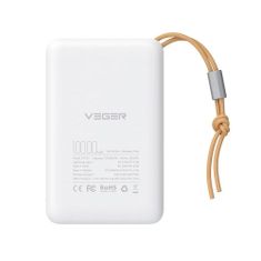 TKG Powerbank: Veger MagOn - fehér powerbank 10000mAh, MagSafe töltés, USB / Type-C / Lightning
