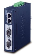 Planet MODBUS ipari átjáró RS-232/422/485 IP-re, 2x COM, 100Base-TX, RTU/ACSII, -40-től +75°C-ig, 12-48VDC, IP30