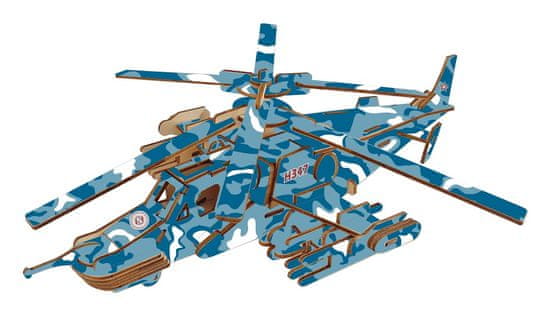 Woodcraft fa 3D puzzle harci helikopter fekete cápa