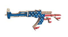 Woodcraft Fa 3D puzzle Samopal AK47 az amerikai zászló színeiben