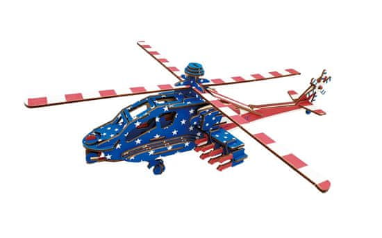 Woodcraft Fa 3D puzzle amerikai Apache helikopter lövészhajó