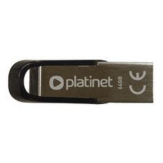 Platinet PMFMS64 USB flash meghajtó 64 GB USB A típus 2.0 Fekete, Ezüst