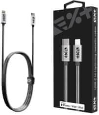 Next One USB-C és Lightning fém kábel 1,2 m - ezüst, LGHT-USBC-MET-SL