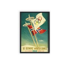 Vintage Posteria Poszter VI téli olimpiai játékok Oslo-ban A4 - 21x29,7 cm