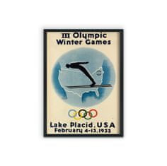 Vintage Posteria Fali poszter Téli olimpiai játékok tó Placid A4 - 21x29,7 cm