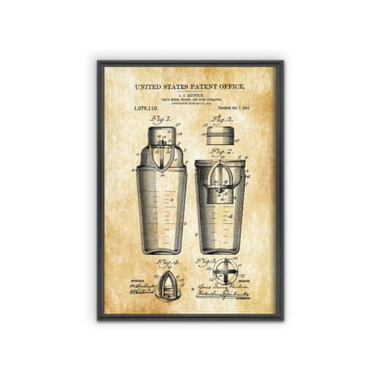 Vintage Posteria Poszter Drink Shaker Mixer szabadalma az Egyesült Államokban A1 - 59,4x84,1 cm