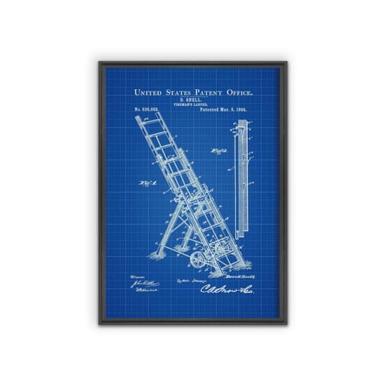 Vintage Posteria Poszter Firemans Snell Ladder Szabadalmi USA A1 - 59,4x84,1 cm