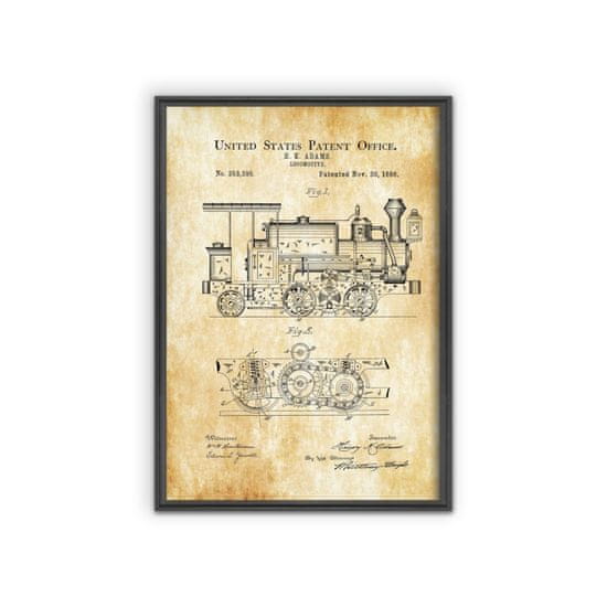 Vintage Posteria Poszter Locomotive Adams Szabadalmi USA A1 - 59,4x84,1 cm