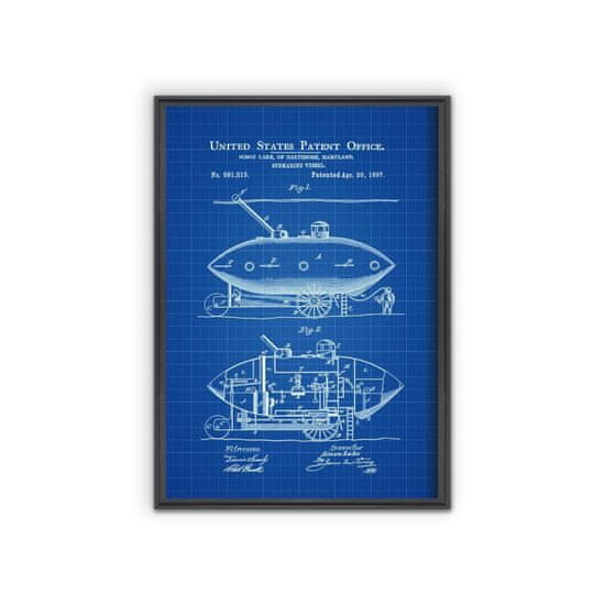 Vintage Posteria Retro poszterek Amerikai szabadalom egy tengeralattjáróra A1 - 59,4x84,1 cm