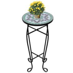 Vidaxl Zöld-fehér mozaik kisasztal növénytartó asztal 41130