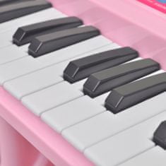 Vidaxl Játék 37 billentyűs zongora székkel és mikrofonnal rózsaszín 80118