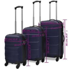 Vidaxl 3 darabos kék húzható kemény bőrönd szett 45,5/55/66 cm 91144