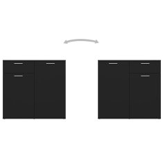 Vidaxl fekete forgácslap tálalószekrény 80 x 36 x 75 cm 805771