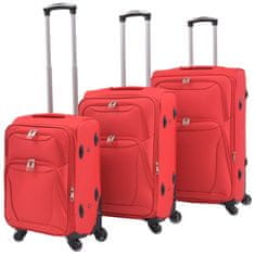 Vidaxl 3 darabos, piros, puha fedeles görgős bőröndszett 91316