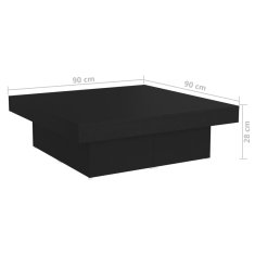 Vidaxl fekete forgácslap dohányzóasztal 90 x 90 x 28 cm 806913