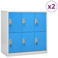 Vidaxl 2 db világosszürke-kék acél zárható szekrény 90 x 45 x 92,5 cm 3095232