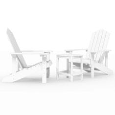 Vidaxl fehér HDPE kerti adirondack székek asztallal 3095704