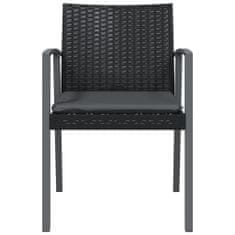 shumee 2 db fekete polyrattan kerti szék párnával 56,5 x 57 x 83 cm