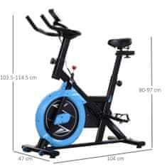 HOMCOM fitnesz kerékpár, LCD kijelző, 47 x 104 x 103,5-11,5 cm, kék / fekete
