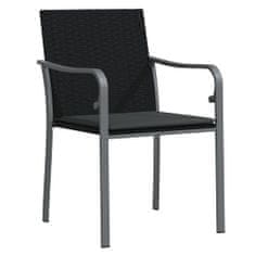 shumee 2 db fekete polyrattan kerti szék párnával 56 x 59 x 84 cm