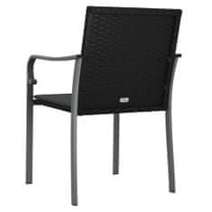shumee 2 db fekete polyrattan kerti szék párnával 56 x 59 x 84 cm