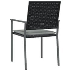 shumee 2 db fekete polyrattan kerti szék párnával 56 x 62,5 x 89 cm