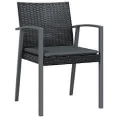 shumee 2 db fekete polyrattan kerti szék párnával 56,5 x 57 x 83 cm