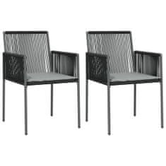 shumee 2 db fekete polyrattan kerti szék párnával 54 x 60,5 x 83,5 cm