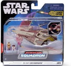 Csillagok háborúja Micro Galaxy Squadron 13 cm-es jármű figurával - Jedi Starfighter (Delta 7-B) + Obi-Wan Kenobi és R4-P17
