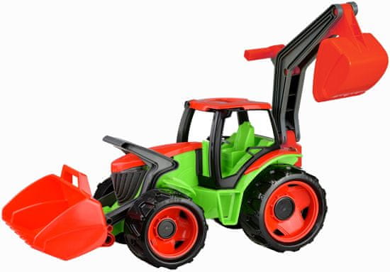 LENA Traktor kanállal és kotrógéppel, zöld és piros