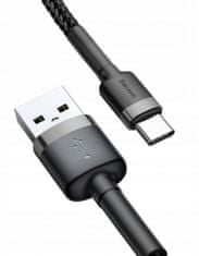 BASEUS Adatkábel Cafule USB-C 1m 3A szürke-fekete (CATKLF-BG1)