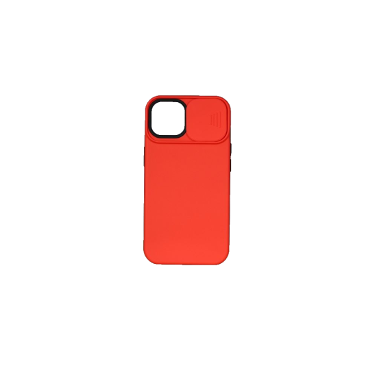 iPhone 14 TPU+PC csúsztatható kameravédős tok piros (CEL-CAMP-IPH1461-R) (CEL-CAMP-IPH1461-R)