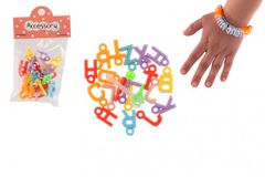 Teddies Műanyag szív gyöngyök, betűk zsinórral 2 féle zacskóban