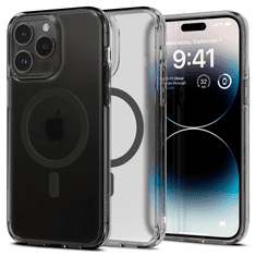 Spigen Apple iPhone 14 Pro, Műanyag hátlap védőtok + szilikon keret, Magsafe töltővel kompatibilis, Ultra Hybrid Mag, áttetsző/fekete (RS134798)