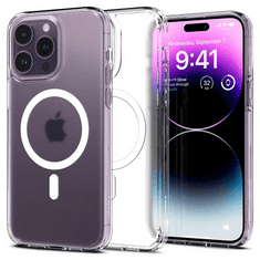 Spigen Apple iPhone 14 Pro Max, Műanyag hátlap védőtok + szilikon keret, Magsafe töltővel kompatibilis, Ultra Hybrid Mag, áttetsző/fehér (8809811869903)