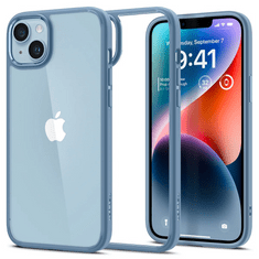 Spigen Apple iPhone 14, Műanyag hátlap védőtok + szilikon keret, Ultra Hybrid, átlátszó/kék (RS134804)