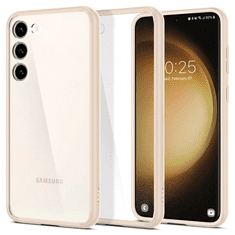 Spigen Samsung Galaxy S23 SM-S911, Műanyag hátlap védőtok + szilikon keret, Ultra Hybrid, átlátszó/homok-beige (RS136193)