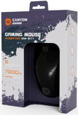 Canyon Gaming vezetékes egér ACCEPTER GM-211, optikai, RGB, akár 7200 DPI, 6tl. programozható, fekete színben
